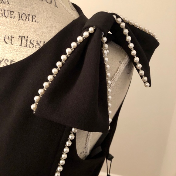 SOLD Karl Lagerfeld Black Pearl Trim Dress - Picture 3 of 6